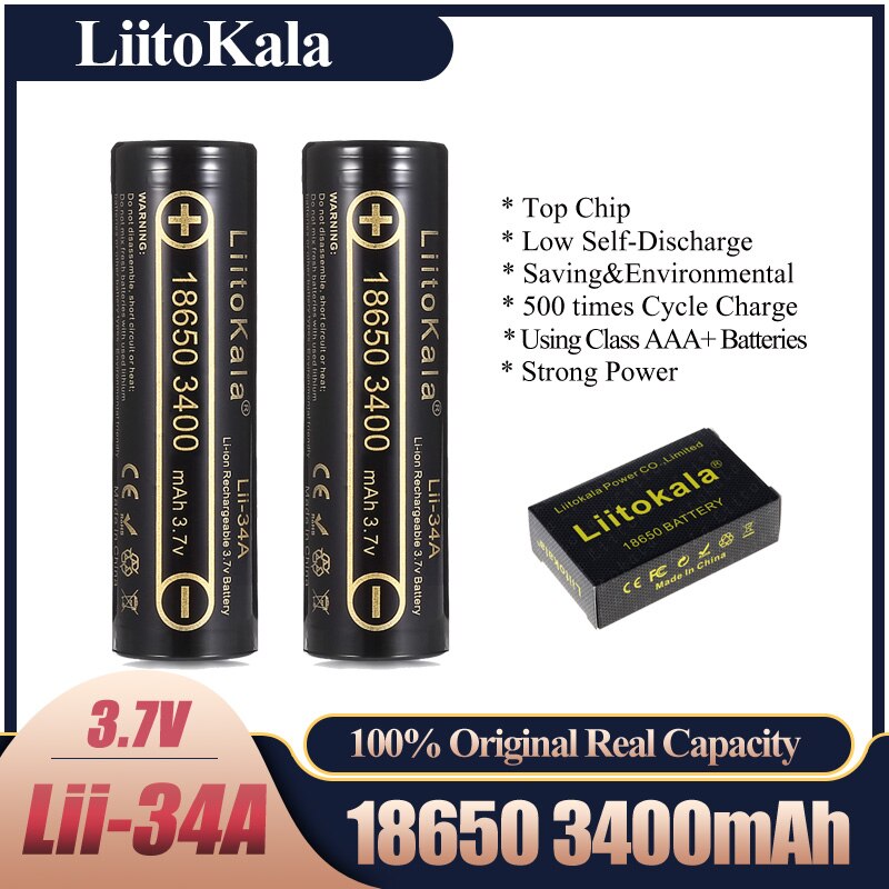 Liitokala Lii-34A 18650 3400Mah 3.7 V 3400Mah 18650 Lithium Oplaadbare Batterij Voor Zaklamp Batterijen