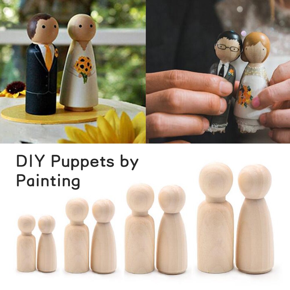 10Pcs 35/43/55/65mm Wooden Peg Dolls Girl Boy Wooden Dolls Kids Room Decor Handmade Diy Wooden Peg Dolls Blank Accessories
