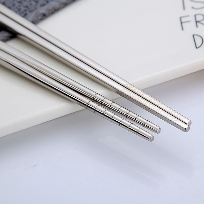 Vacklo-palillos coreanos de acero inoxidable 304, todo cuadrado, antideslizantes y antiquemaduras, huecos, de Metal, 1 ud.