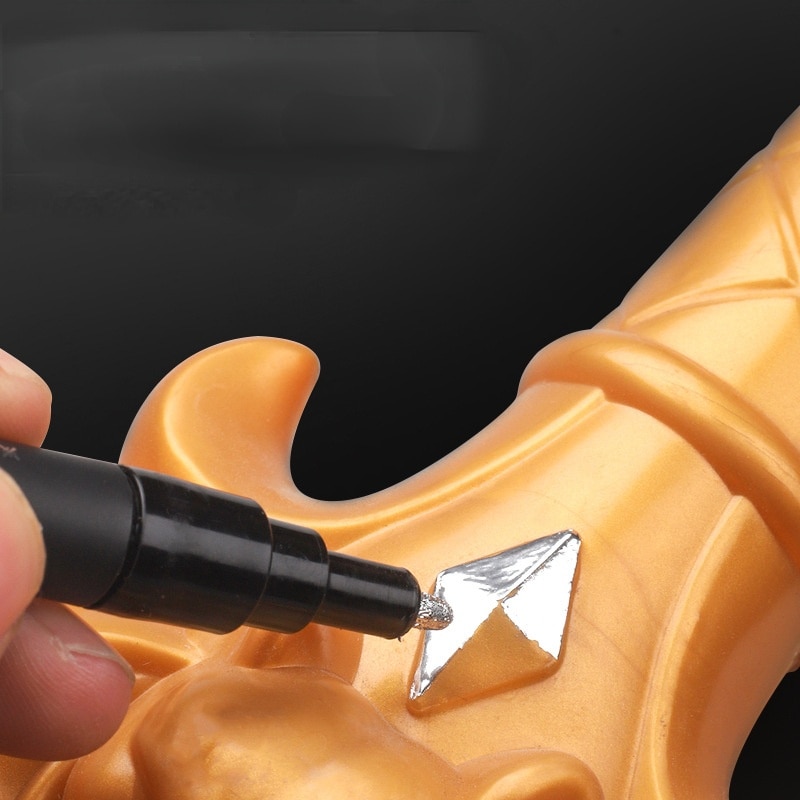 Galvanik Spiegel Silber Farbe Stift Hand-reparatur Chrom-überzogene Metall Wasserdichte Reifen Keramik berühren-hoch Farbe 1mm/2mm Feder