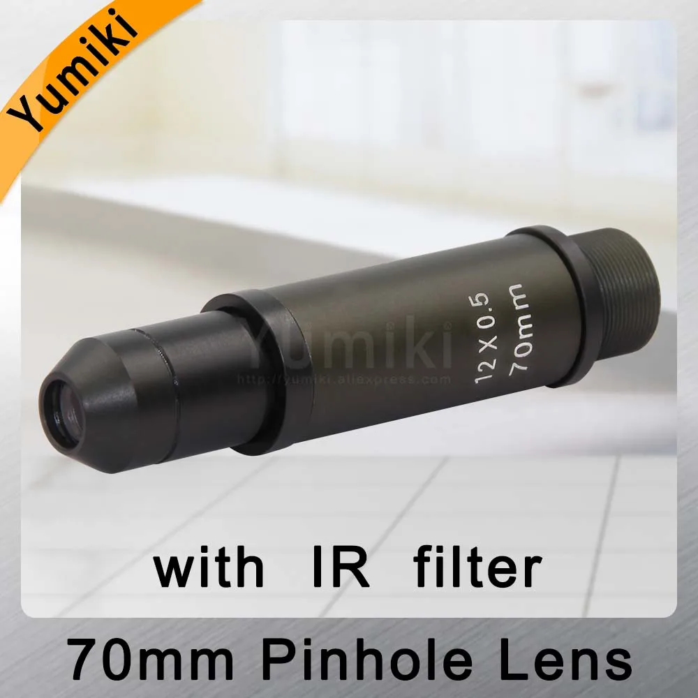 Objectif sténopé 2.0 mégapixels 70mm, objectif de vidéosurveillance, monture M12, Format d'image 1 "F1.6, Iris fixe, longue visualisation avec filtre IR