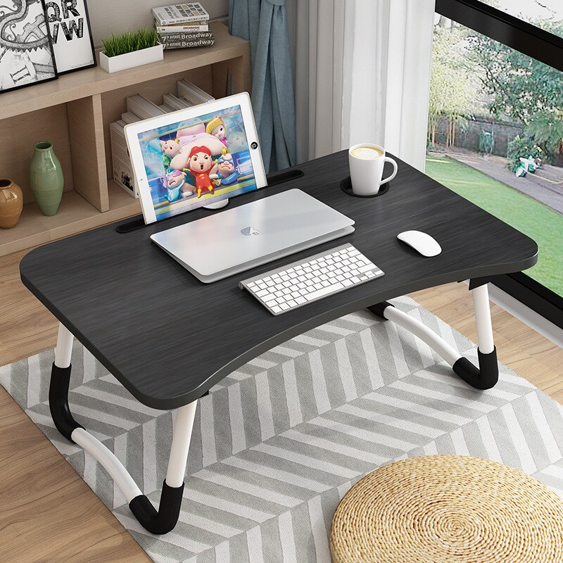 Mesa plegable para ordenador portátil con agujero en la ranura, escritorio portátil para cama, sofá, mesa de estudio