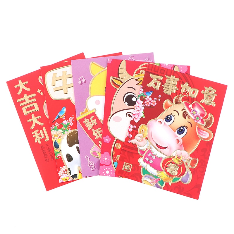 6 Stuks Chinese Rode Envelop Creatieve Hongbao Jaar Lente Festival Verjaardag Trouwen Rode Envelop