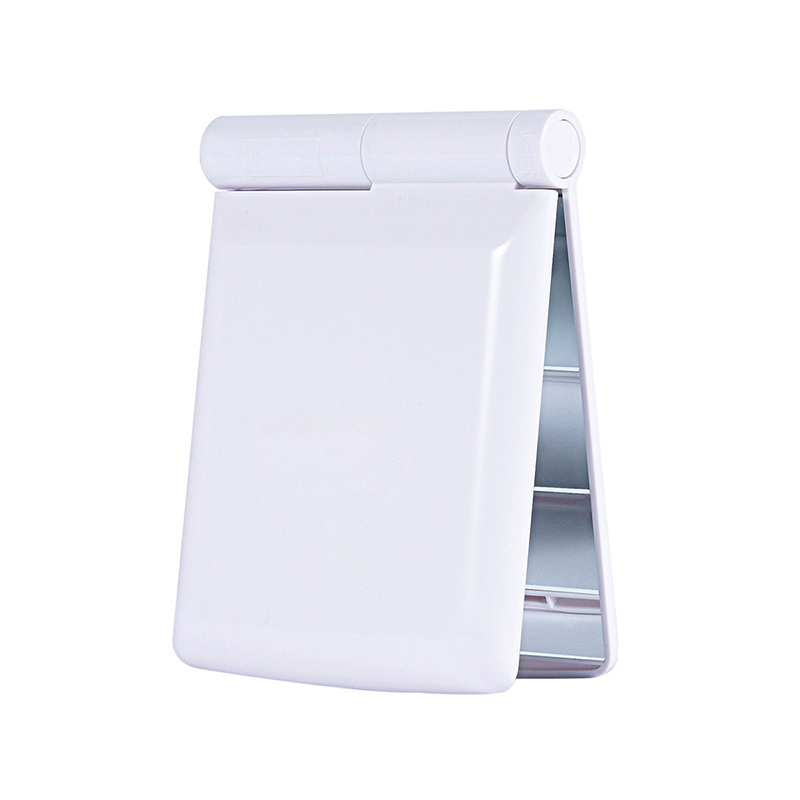 Lamper dame foldbare makeup spejle 1 stk 8 led lys dame kosmetik håndfoldbart bærbart kompakt lommespejl: Hvid