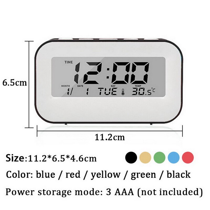 1pc Mute Digital Alarm Clock With Snooze Fuction Weather Night Light Adjustable Alarm Misic Sounds Backlight Display