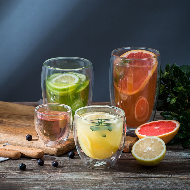 2-18 Stuks Dubbele Wand Hoge Borosilicaatglas Mok Hittebestendige Thee Melk Sap Koffie Water Cup Bar Drinkware Creativiteit Set