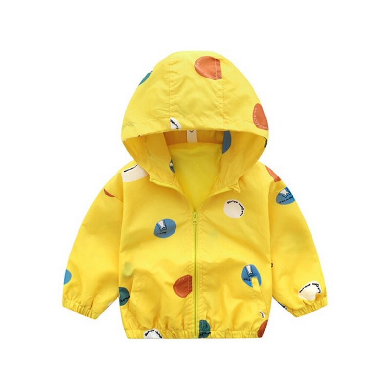 Croal Cherie Geel Dot Meisjes Windjack Kinderen Jas Voor Jongens Lente Kinderen Kleding Baby Baby Jas Baby Meisje Kleding: 4T