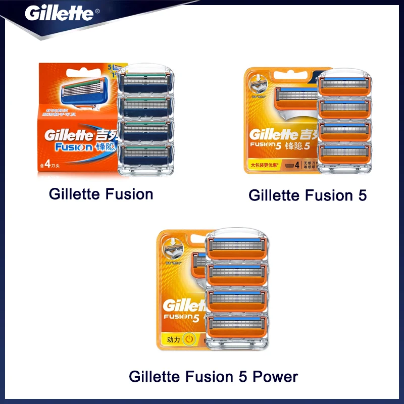 Gillette-cuchillas de afeitar de la serie Fusion, cabezales de corte de barba de repuesto de 5 capas, 4 cuchillas de piezas para afeitadora Gillette Fusion