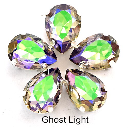 20pcs AAAAA Teardrop Naaien Steentjes Met Klauw 10x14mm Crystal Glas Rhinestones voor DIY Kleding trouwjurk B1220: Ghost Light