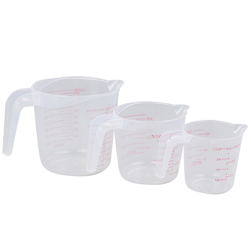 Taza medidora de plástico de 250/500/1000ML/100ML, jarra para superficie de boquilla, suministros de herramientas de cocina, taza de con cocina graduada
