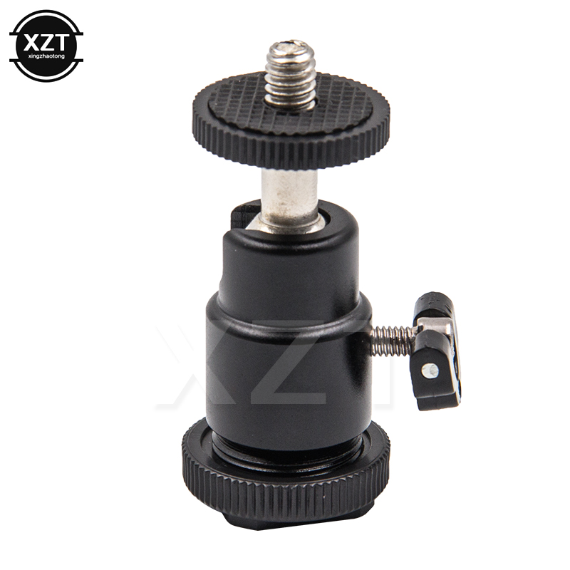 soporte de montaje giratorio 360 con tornillo de 1/4 ", Mini trípode de aluminio con cabeza de bola, soporte para Flash para cámara Canon Nikon Video DSLR DV: Default Title