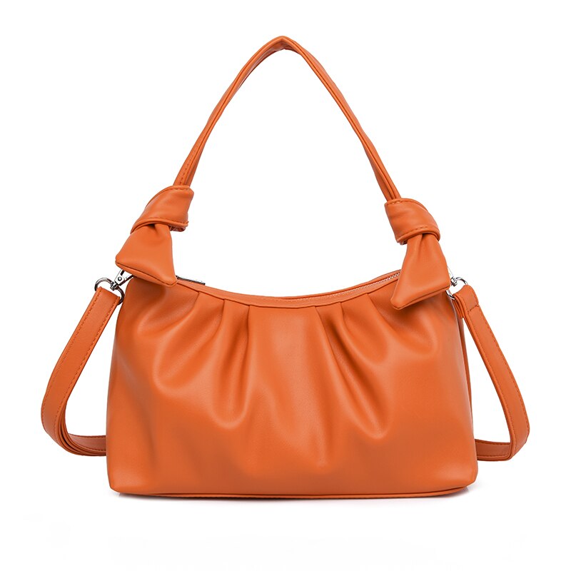 Das mulheres plissado nuvem saco do plutônio laranja vermelho branco pequenas bolsas e bolsas 2021 quente moda feminina ombro sacos axilas: Laranja