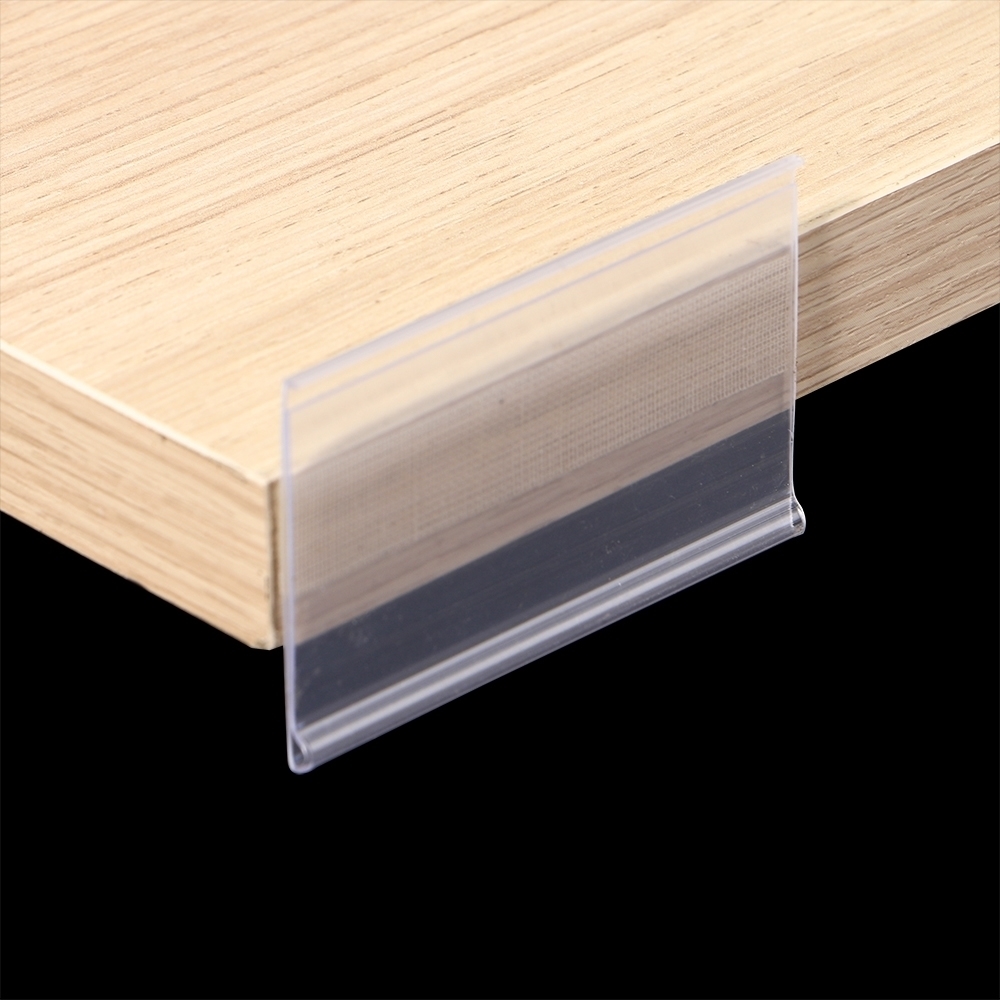 Plastic Pvc Shelf Data Strips Clip Holder with Adhesive Tape on Back 10cm for Merchandise Price Talker Sign Label Display 100pcs