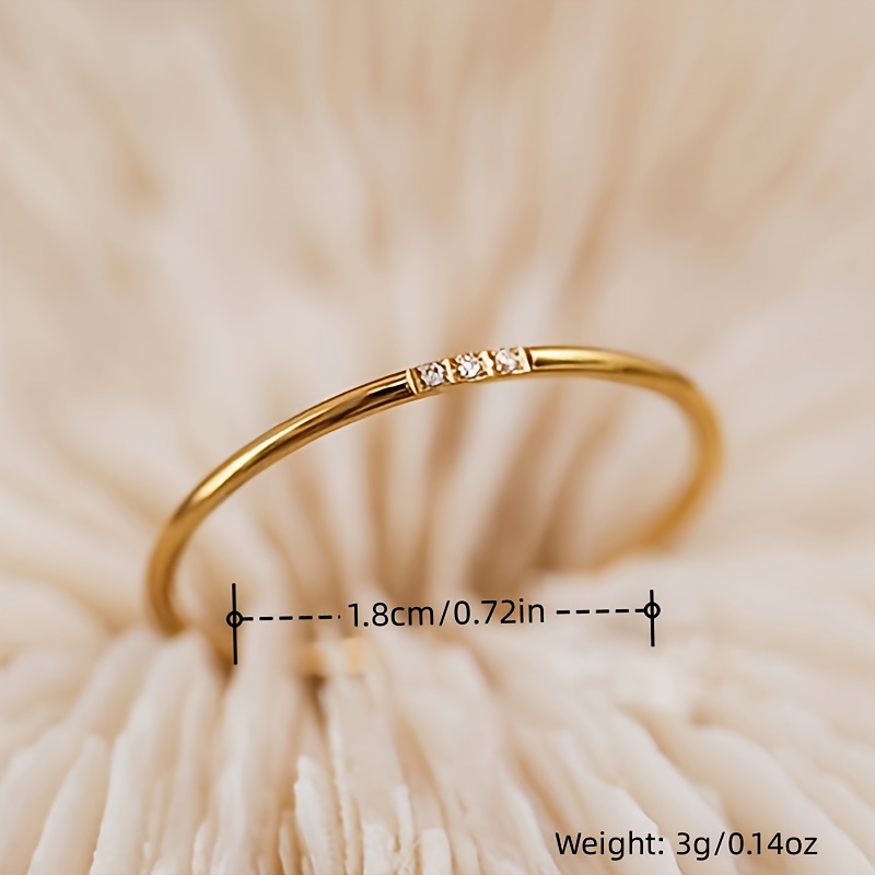 Anillo apilable de circonita pequeña pavimentada chapada en acero inoxidable, joyería fina de Color dorado