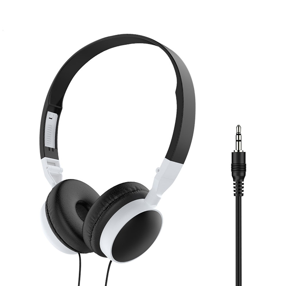 Moda com fio dobrável fones de ouvido 3.5mm alta fidelidade áudio baixo fone música esportes jogo fone para telefone desktop tablets pc: Preto