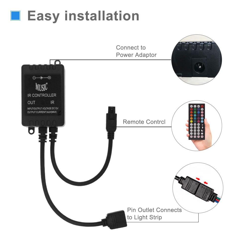 Muzieksynchronisatie ledstripcontroller voor rgb 5050 2835 met 44 toetsen ir-afstandsbediening ledcontroller draadloze dimmer led-accessoires