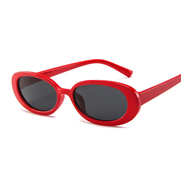 Kvinder ovale solbriller solbriller kvinder vintage briller kvindelige gennemsigtige linser dame  uv400: Rødgrå