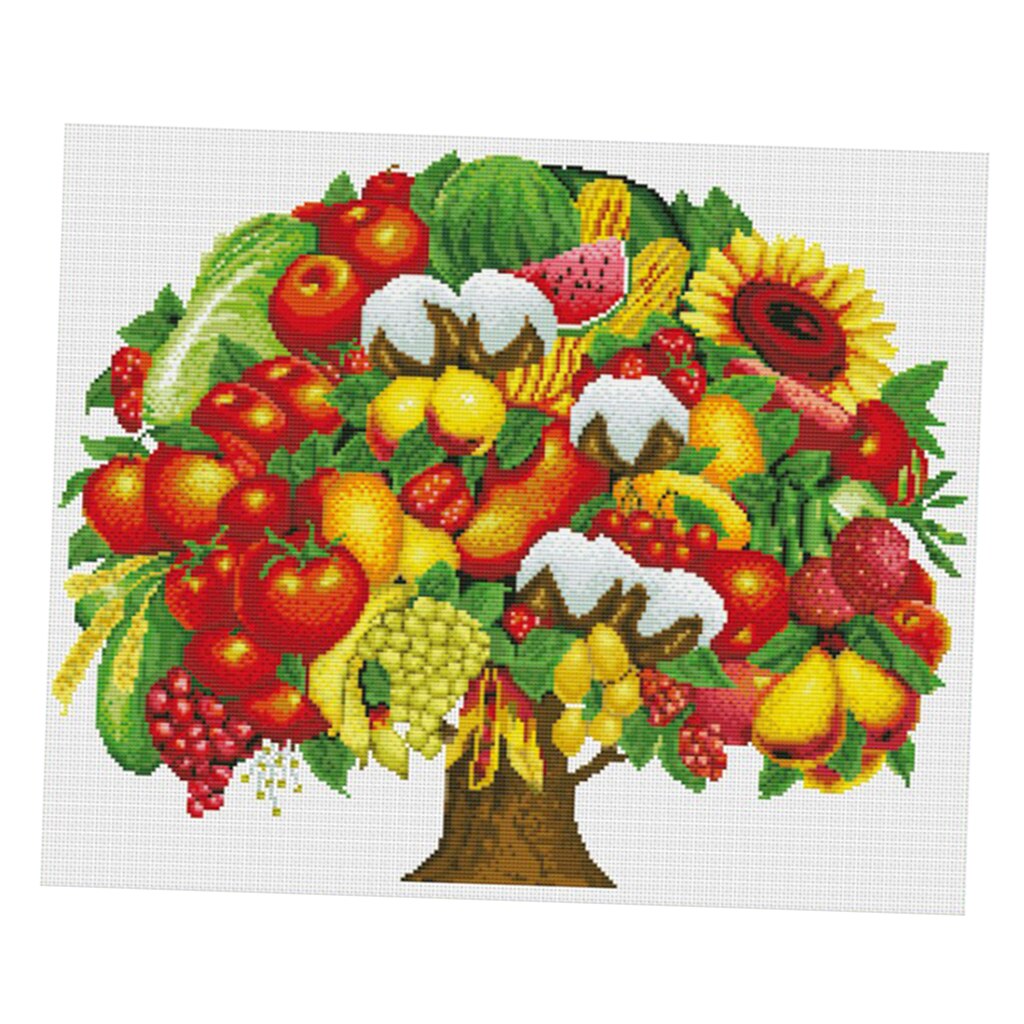 Fruits Tree - Stamped Cross Stitch Kit 59x49cm / 23x19in Handmade Home Decor