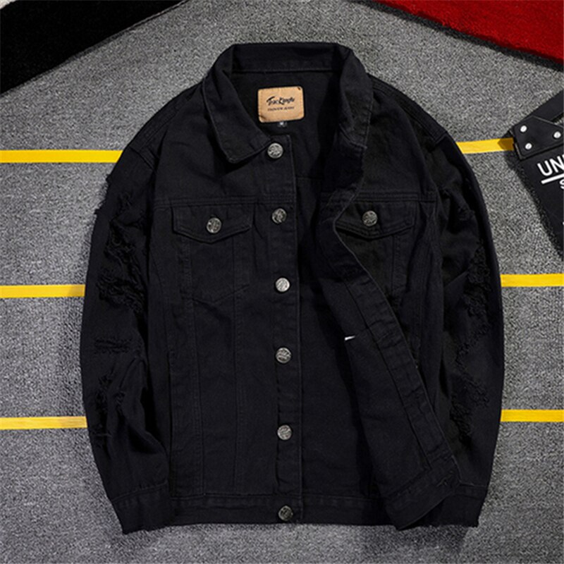 neue 5XL 4XL Rosa Zerrissene Denim Jacken Männer/Frauen Hüfte hüpfen Löcher lässig betrübt Streetwear Solide Männlich Jeans Jacke