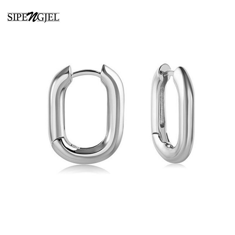 geometrische Oval Ohrringe Temperament Gold farbe Oval Jahrgang Band Earing Für Frauen Hochzeit Party schmuck Trend: silber-