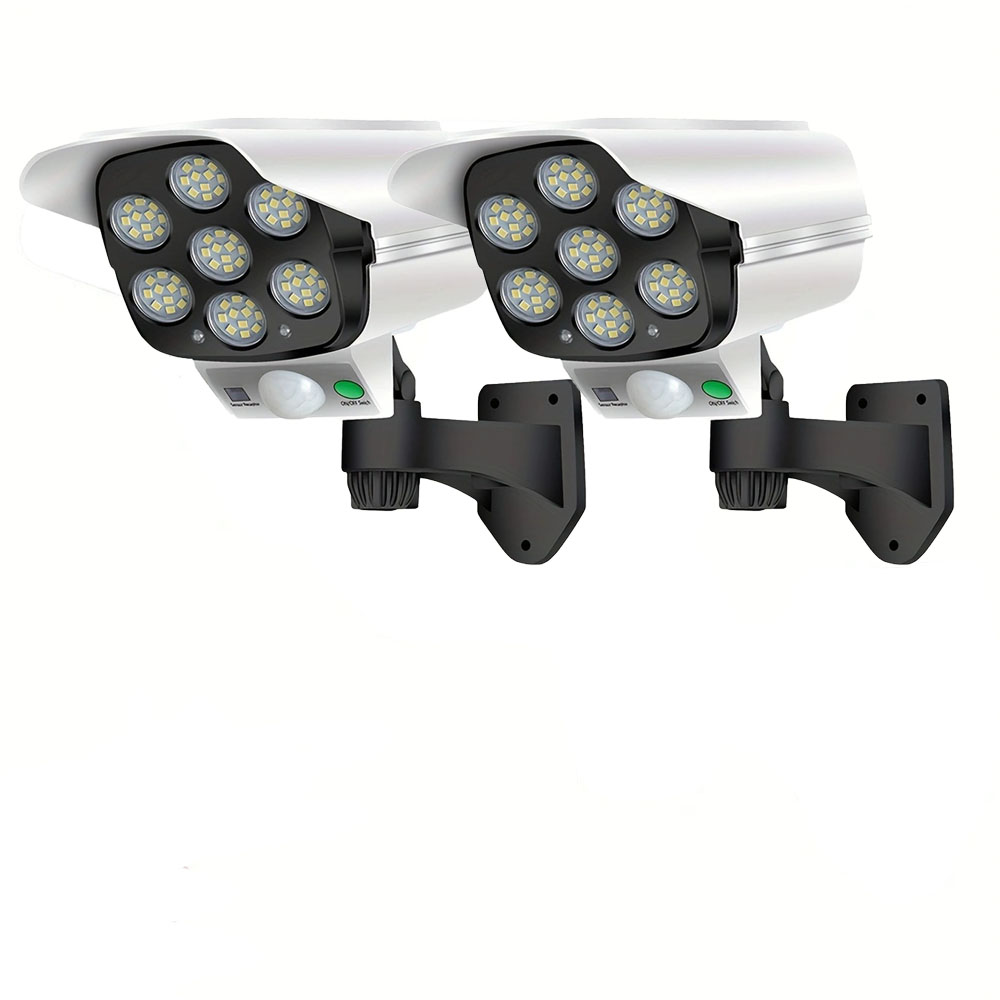 1/2 stuks, op zonne-energie 77 LED's simulatie bewakingslicht buiten beveiligingslamp bewegingssensor tuinverlichting: orange