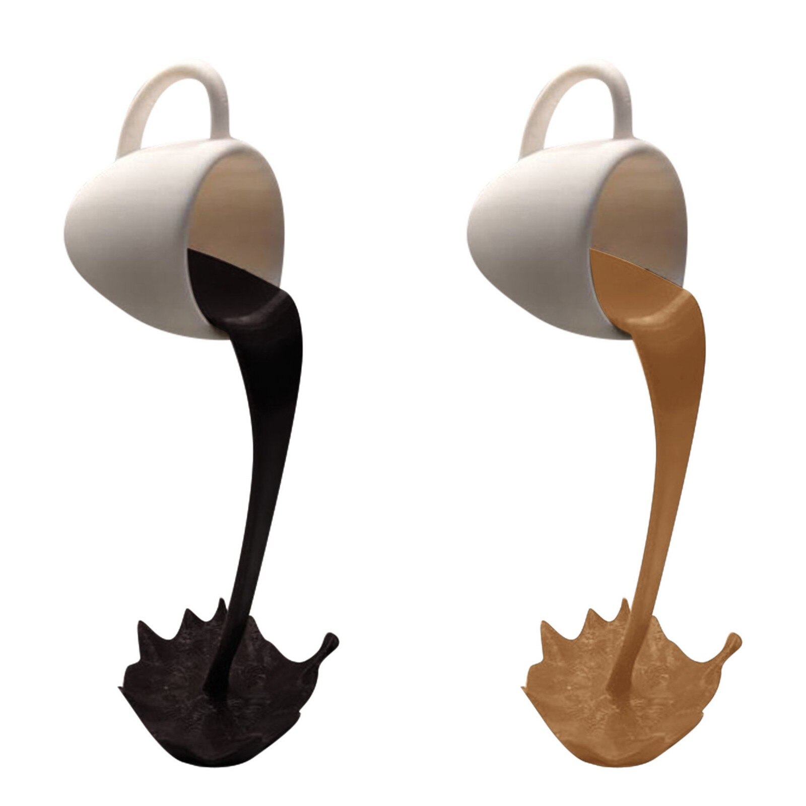 4# Floating Spilling Coffee Cup Sculpture Kitchen Spilling Magic Pouring Splash Floating Coffee Cup Sculpture Home Coffee Decor: 2pc C