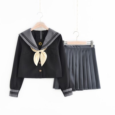 School uniforms girls sailor summer autumn school uniform japanese high school uniforms korean school uniforms set skirt girls: long sleeves / XL