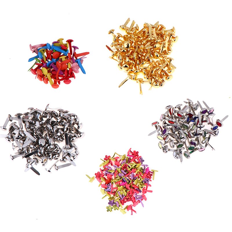 50/100 pièces fer bricolage rond en métal Mini Brads pour Scrapbooking accessoires embellissement attache artisanat fait main