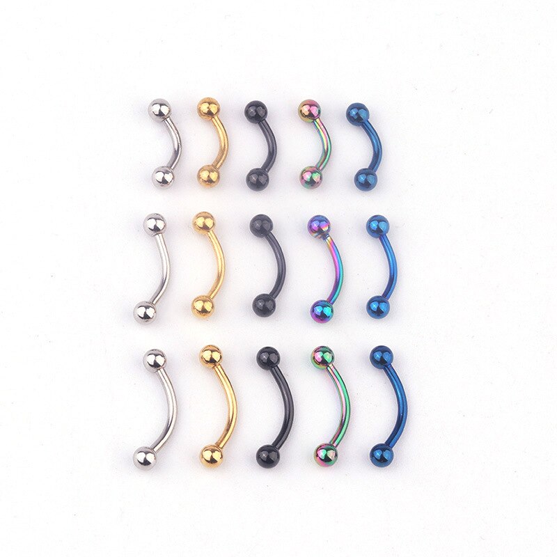 1pcs/lot 6/8/10mm Surgical Steel 3mm Ball Eyebrow Piercing Curved Barbell Lip Ring Snug Daith Helix Rook Earring