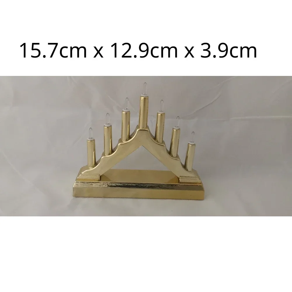 Electric wood Menorah, LED Candlestick 7 branchs, Jewish Sabbath Hanukkah Table Decoration