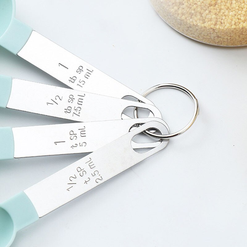 4Pcs Maatbekers En Lepels Set Plastic Meet Cups Nauwkeurige Maatlepels Met Rvs Handvat Voor Droge Liquid