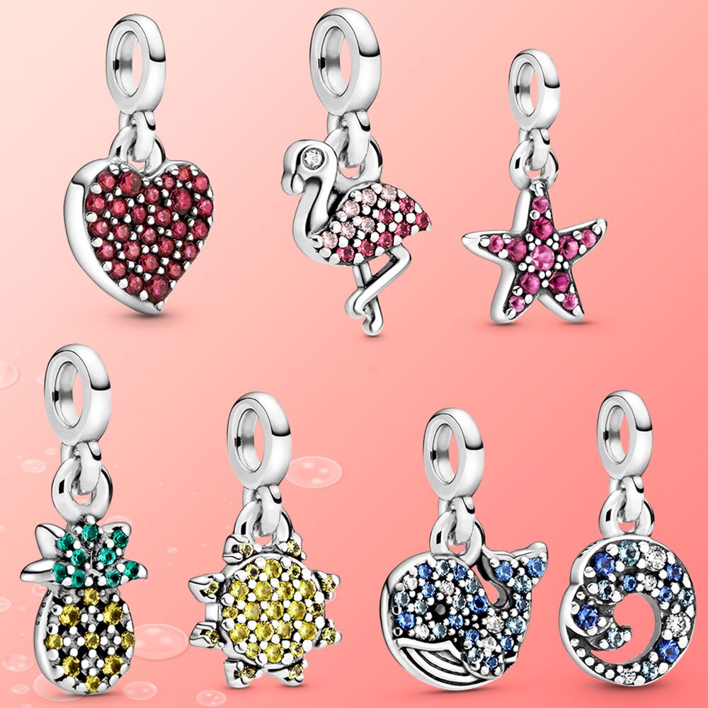 925 Sterling Silver summer Pendant charm Fit FOR Original Silver Bracelet & necklace Jewelry