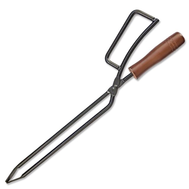Firewood Tongs with Wood Handle Metal Heat Resistant Barbecue Fireplace Tongs Oven Cooking Tong Kitchen Supplies Tool: Default Title