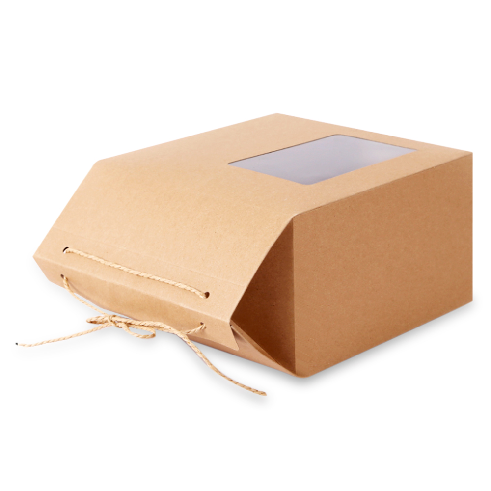 10 stuks kraftpapier theedoos vintage gebak koekjeszak vouwkarton met touw bak cupcake verpakking feestgunst