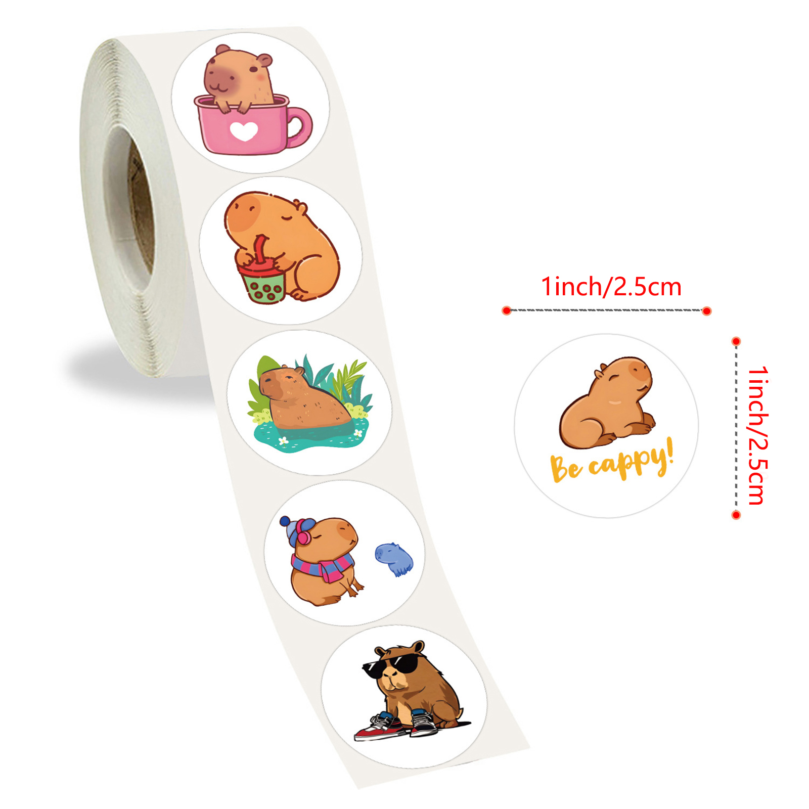100-500 pièces mignon dodu Capybara dessin animé marron animaux autocollants album à faire soi-même téléphone récompense joint étiquette autocollant mural enfant jouet