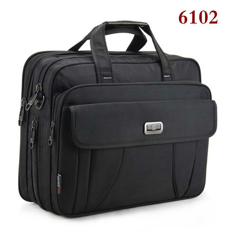 Classic Men Laptop Hand bags Male Durable Oxford Cloth Business Shoulder Bag Office Bags Women 15" Computer Handbag: 6102-Black