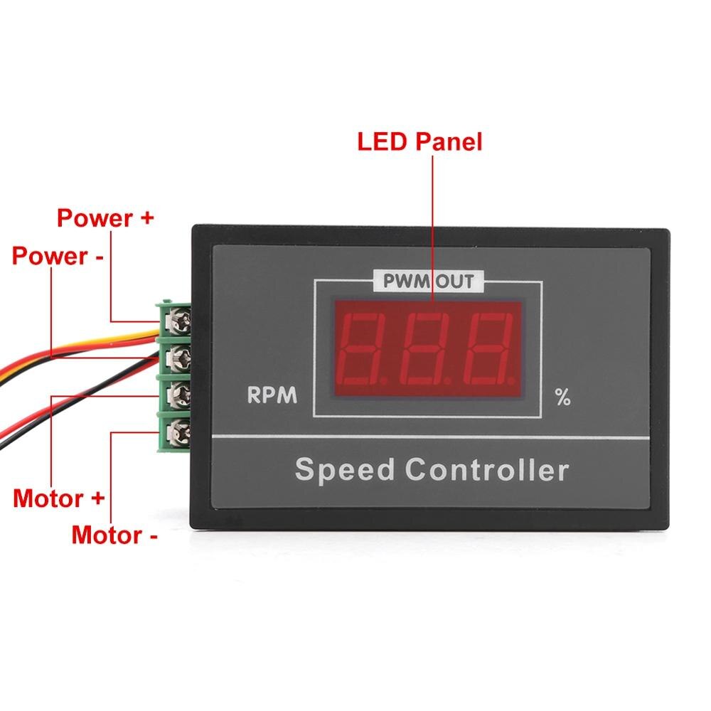 Controlador de velocidad del Motor DC 12V 24V 36V 48V 30A PWM interruptor de parada de arranque con Pantalla digital y potenciómetro de control de velocidad 6-60V