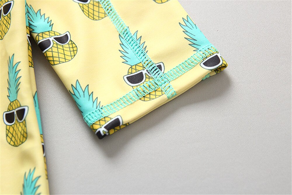 Bañador con estampado de piña para bebé, traje de baño amarillo de manga larga, ropa de baño para niños, traje de buceo para niños