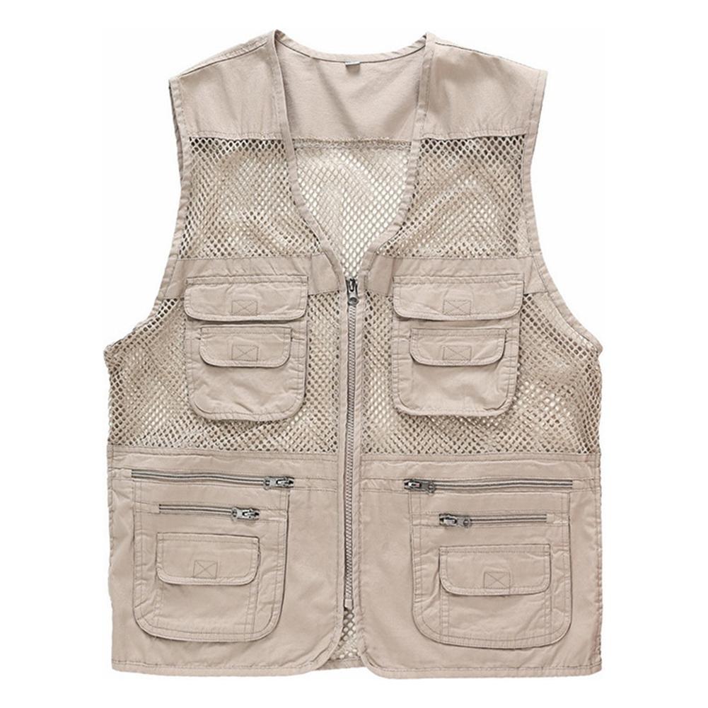 Waterproof Mesh Vest Jacket Multi Pocket Waistcoat for Outdoor Fishing Hiking