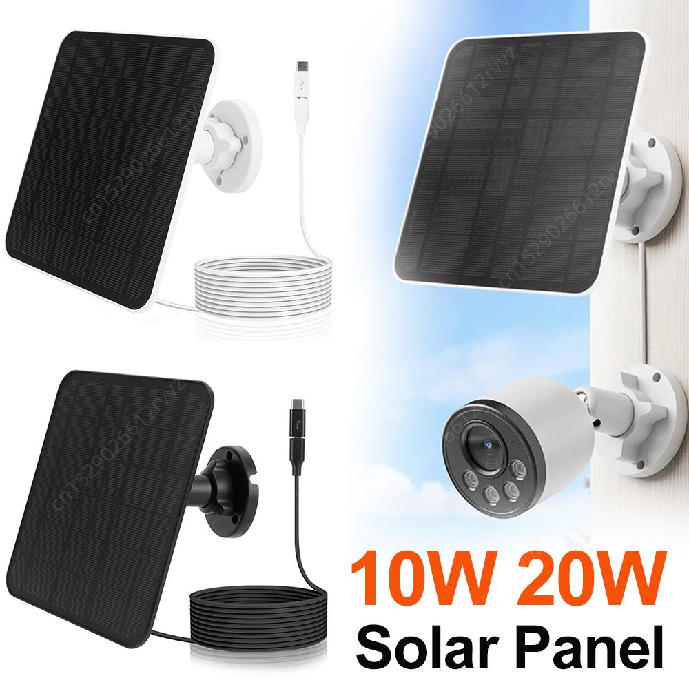 10/20w panele słoneczne, port micro usb/usb-c do panelu ogniw słonecznych eufycam 3/3c/2/2c/2 pro, 9.8 ft kable do ładowania kamery bezpieczeństwa