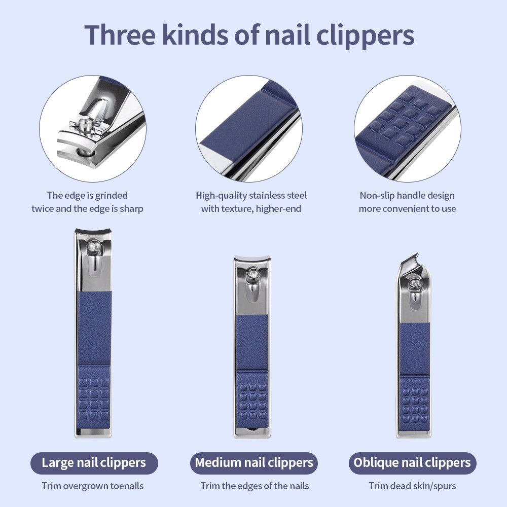 Set van 18/15/12/10/7/4 nagelknippers, roestvrij staal, nagelschaartje, pincet, oorlepel, acne-naald, manicureset
