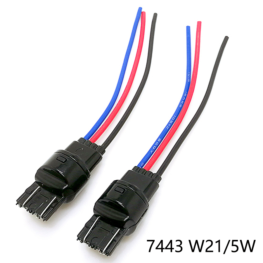 NHAUTP 2Pcs T20 Adapter Male Plug Extended Wire 7440 7443 W21/5W W21W Socket Connector