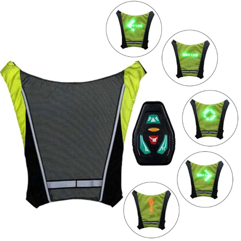 Bicycle Vest 5 LED Signal Safety Light Outdoor Cycling Wireless Remote Control LED Bike Lights Vest for Hiking Riding Climbing