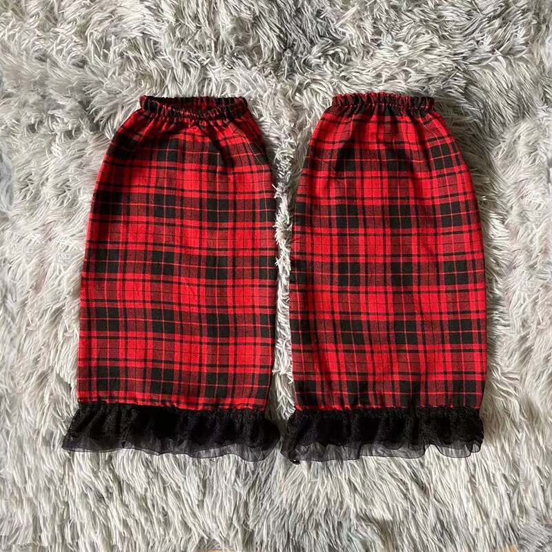 Lolita-calcetines largos Harajuku para mujer, medias de coreana Y2k, calentador de piernas para chica a cuadros, Jk, de encaje negro: NO.9(leg warmer)