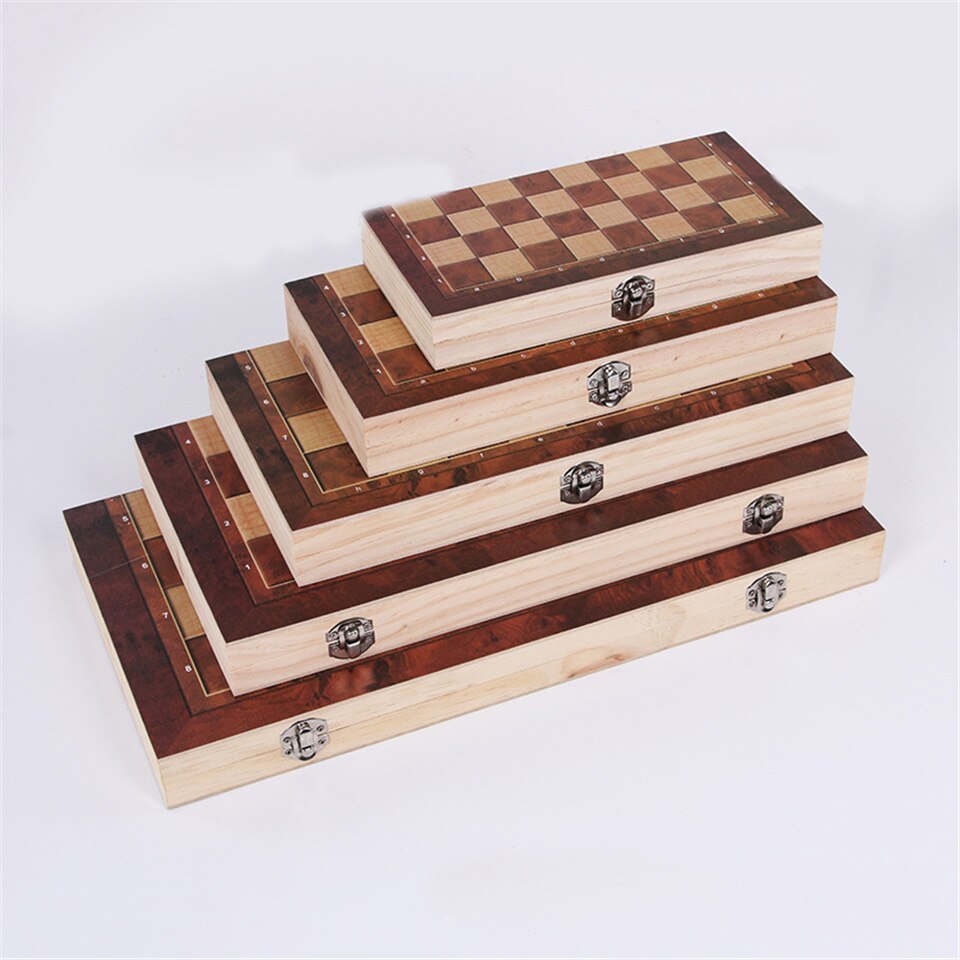 3 In 1 Wooden Foldable Chess Refined Workmanship Natural Environmental Protection Paint Travel Board Game