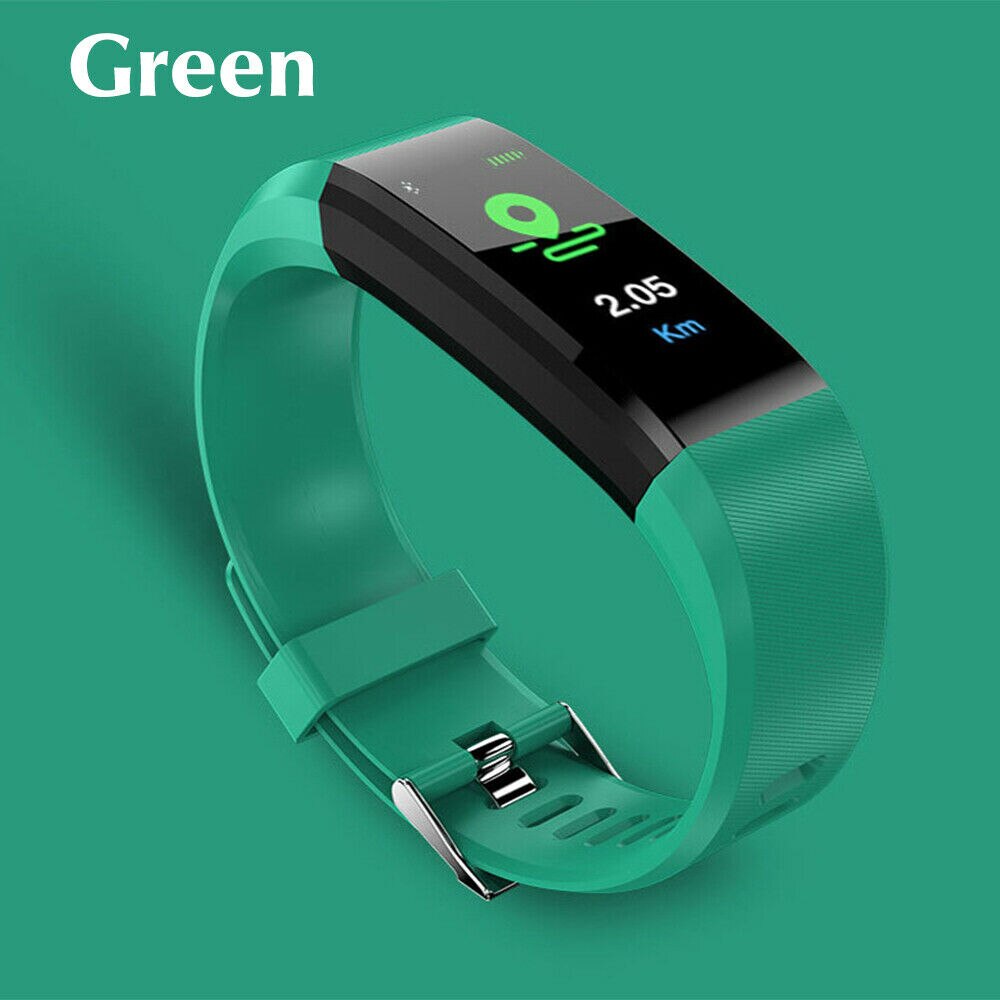 115 plus smart ur bluetooth sport ure sundhed smart armbånd puls fitness skridttæller armbånd vandtæt mænds ur: Grøn
