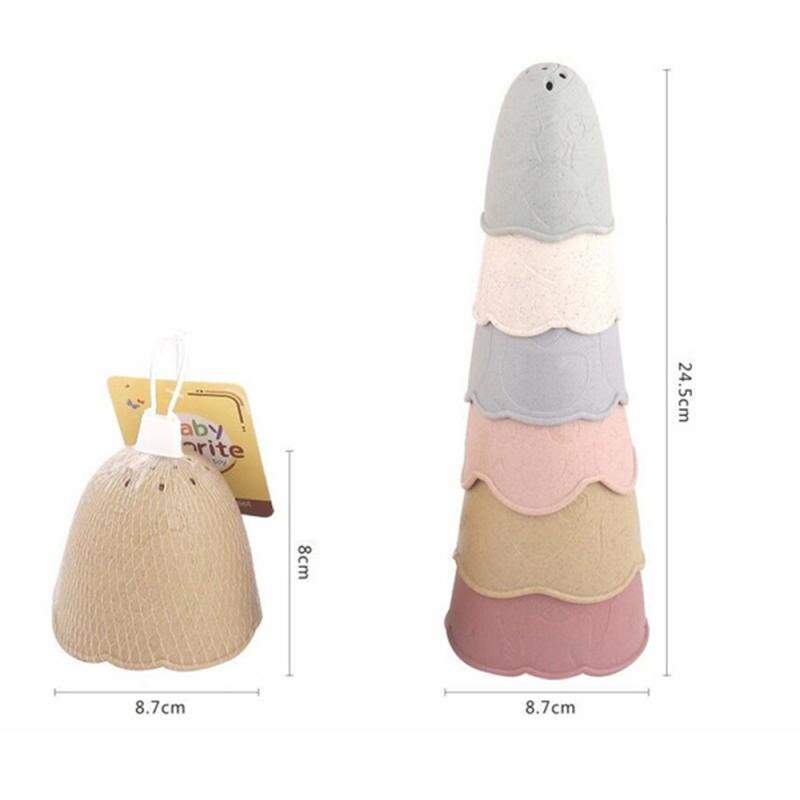 Baby Bath Stacking Cup Set Infant Shower Montessori Bathtub Tower Toy Child Puzzle Swimming Pool Beach Toys For 0 12 Months Kids: 07