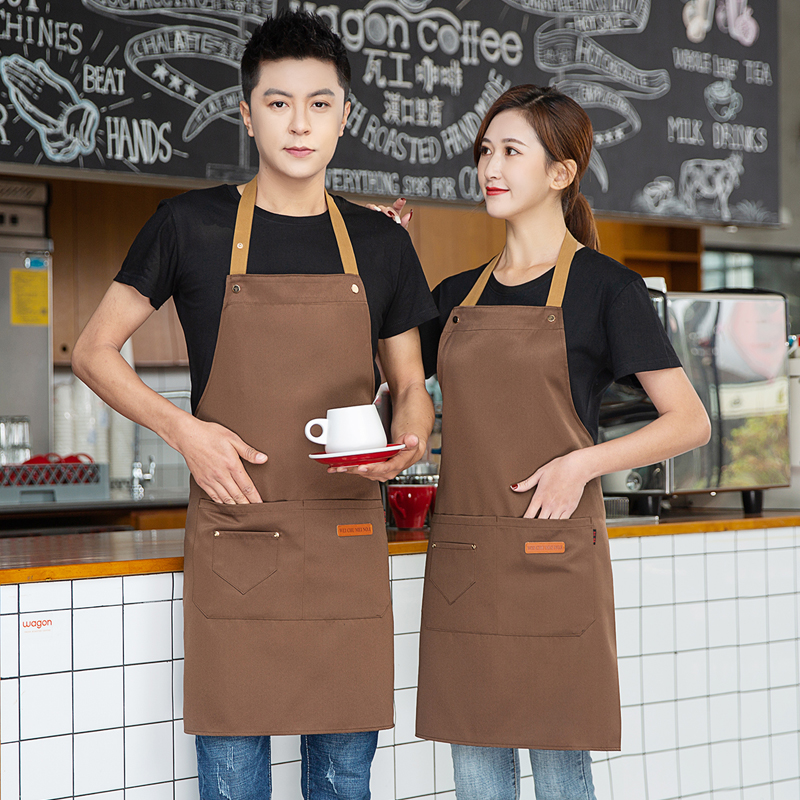 Delantal con de logotipo personalizado, delantales de cocina para hombre y mujer, ropa para hornear Chef en casa, impermeable con bolsillos