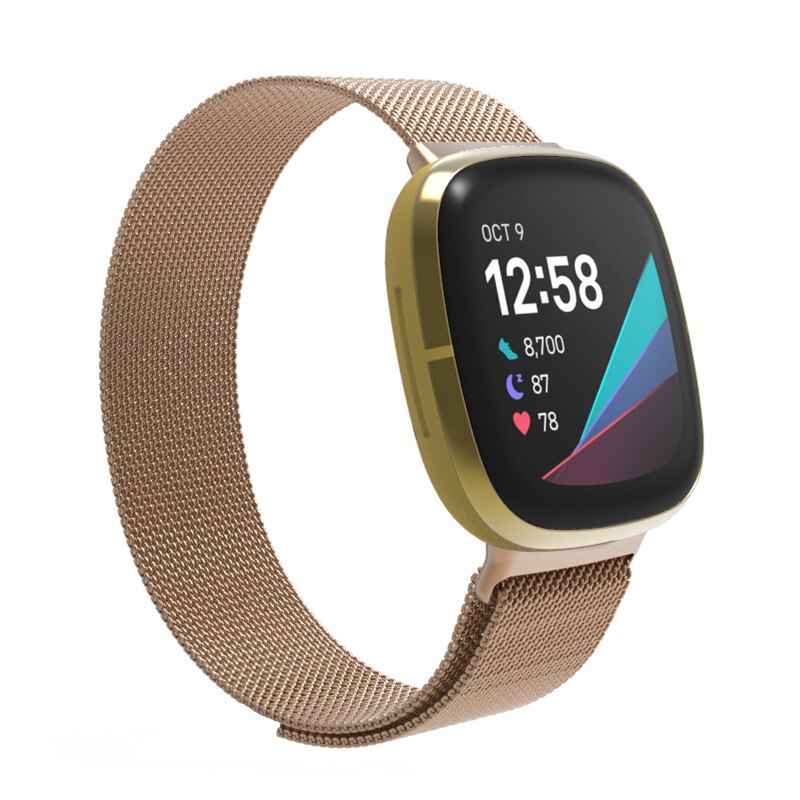 Ktab smartwatchband voor fitbit versa 3 roestvrij staal metalen fitbit versa bandjes milanese lus voor fitbit sense / fitbi versa 3