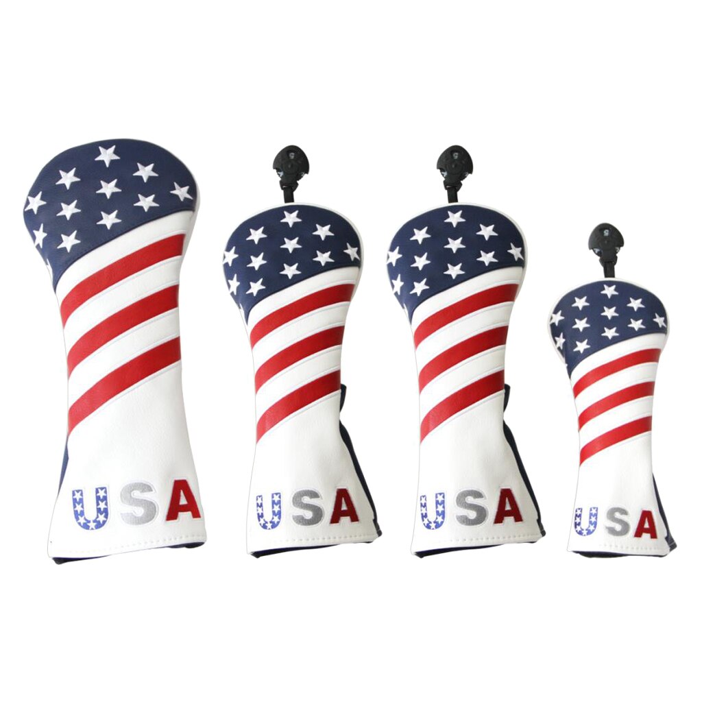 4 stuks/set nr. . 1, 3, 5,  ut golf headcover 460cc driver houten headcover pu leer met verwisselbaar nummerplaatje